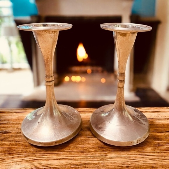 Vintage French Brass Candle Holders Other - French Brass Candle Holders, France, 1960s, Set of 2
